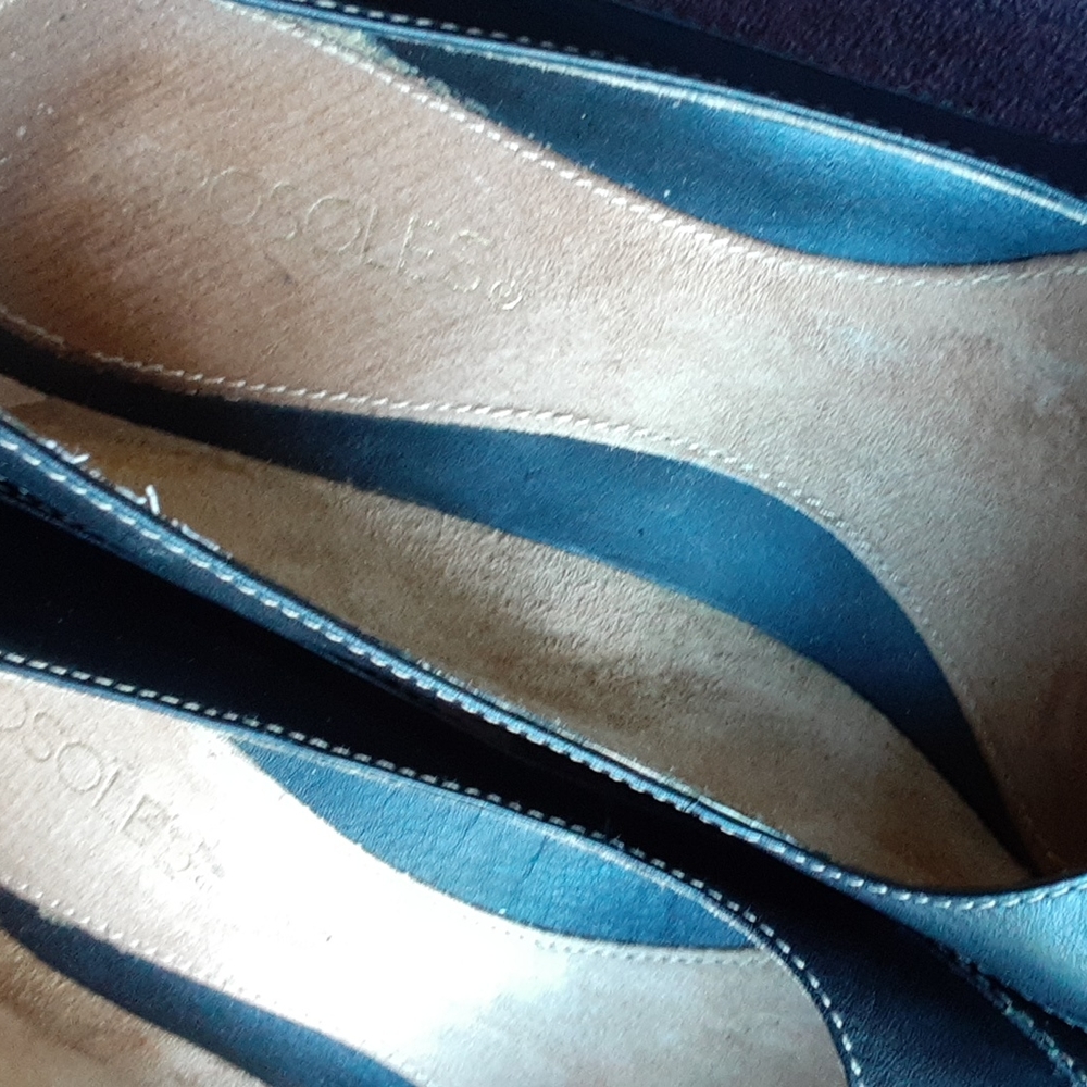 Aerosoles Kin Ship Leather Peep Toe Heels Wedges 8M - Picture 8 of 9